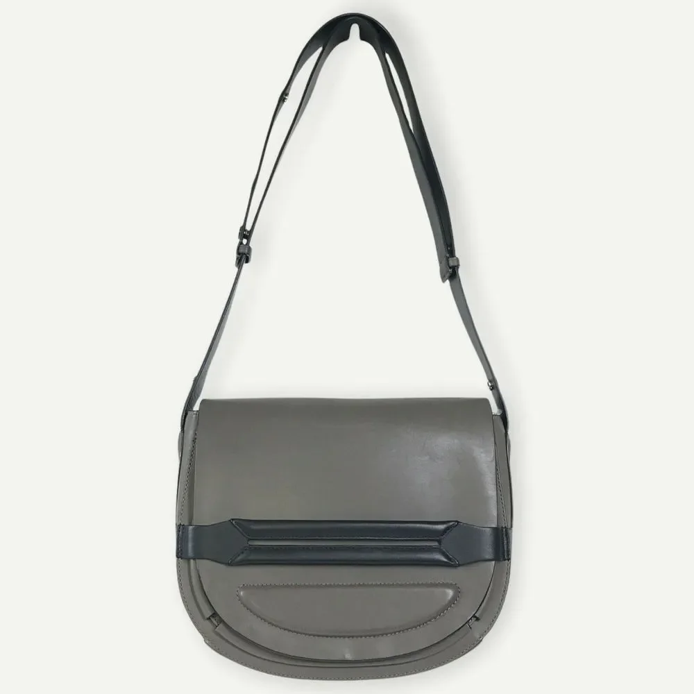 rag & bone Smoke Gray Leather Flap Saddle Bag 3-Way Strap Shoulder 9”H 11”W 2”D - Picture 12 of 15